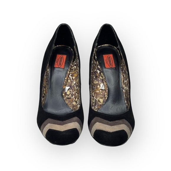 Missoni x Target ミ★ Barkwood Chevron Print Suede Heeled Pumps ミ★ Black ミ★ 6.5M - Picture 8 of 16